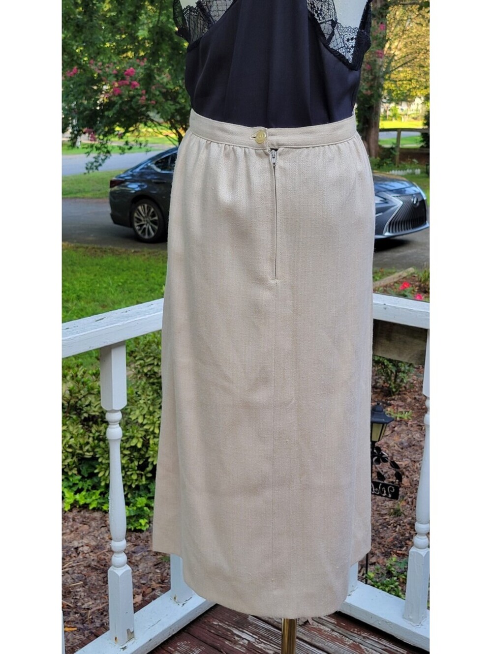 Vintage Herringbone Women's Skirt Size 11/12 High Waisted Office Retro - Picture 8 of 8